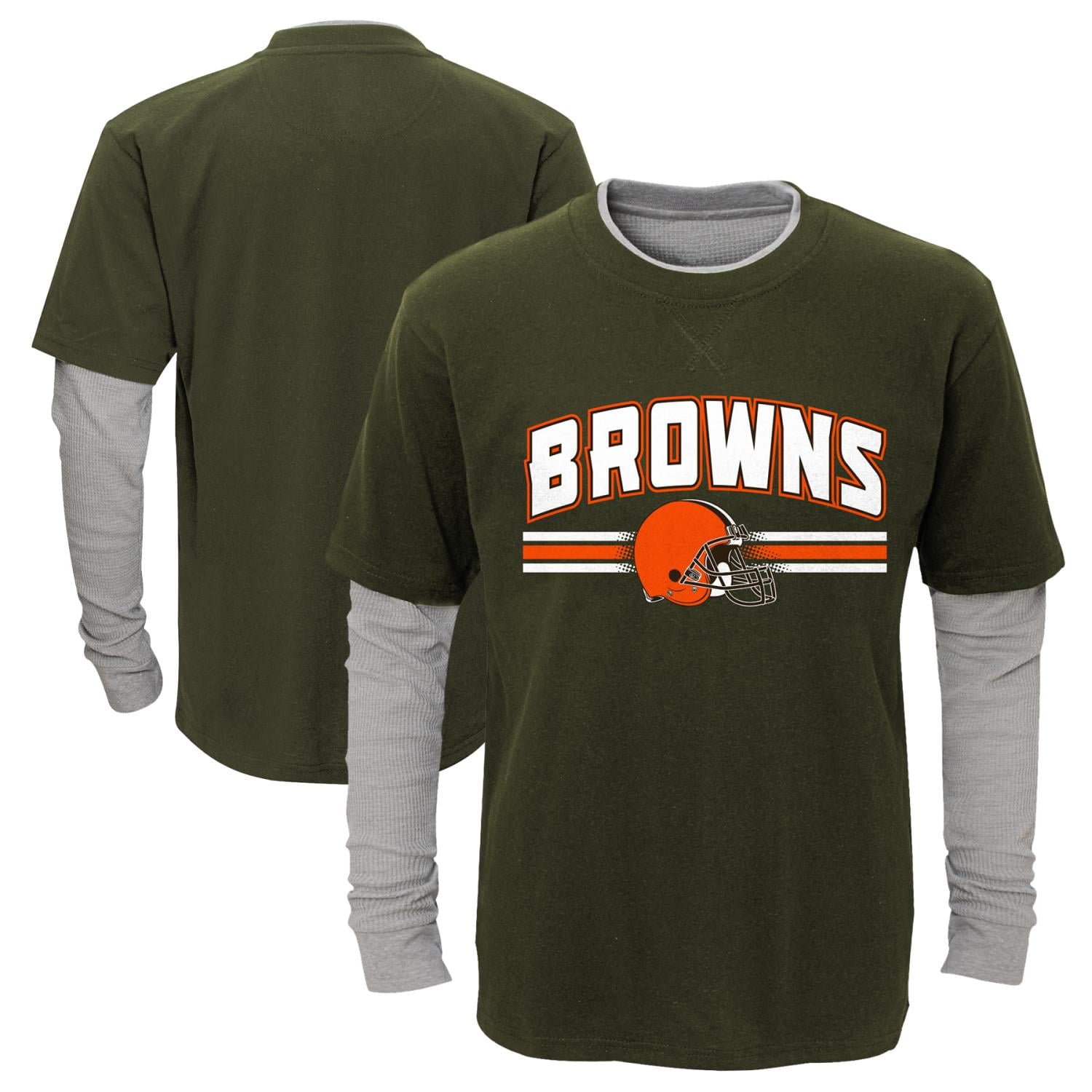 Cleveland Browns Youth NFL "Bleachers" L S Faux Layer Thermal Shirt by Outerstuff