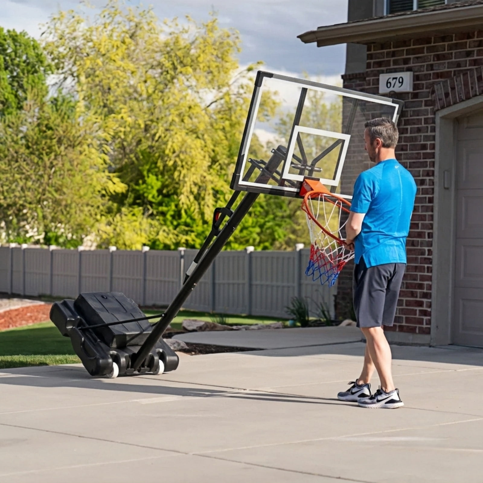 Bexfil Portable Basketball Hoop System,  44" Shatterproof Backboard, Adjustable Height 5-10FT, Outdoor Indoor Basketball Goal with Wheels & Weight Bag for Kids Teens Adults