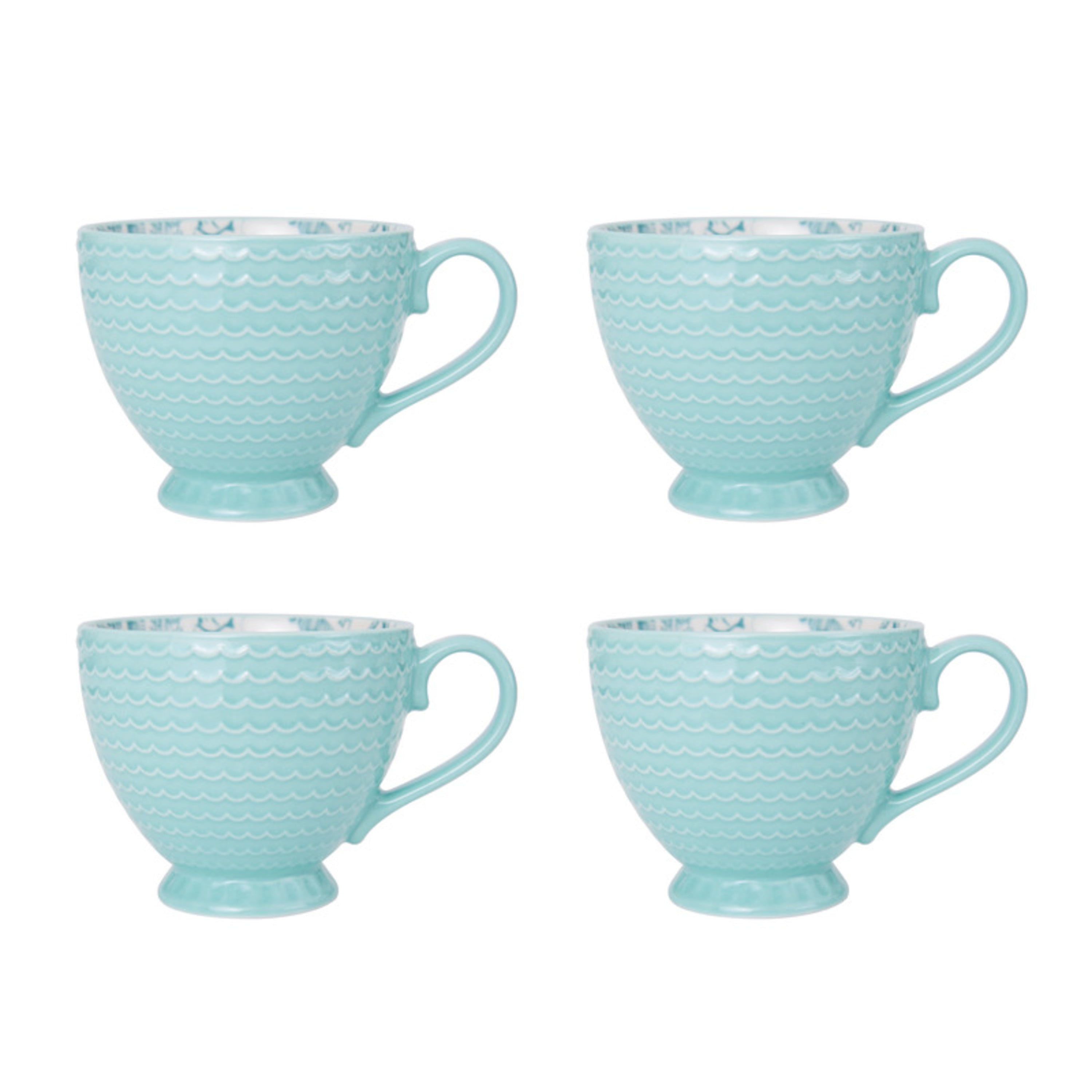 Pfaltzgraff Venice Storage Bowls, 6 inch, Teal and White