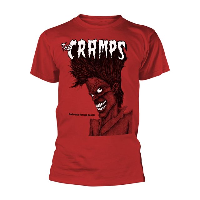 The Cramps - Camiseta Bad Music For Bad People para Adultos Unisex (Rojo)