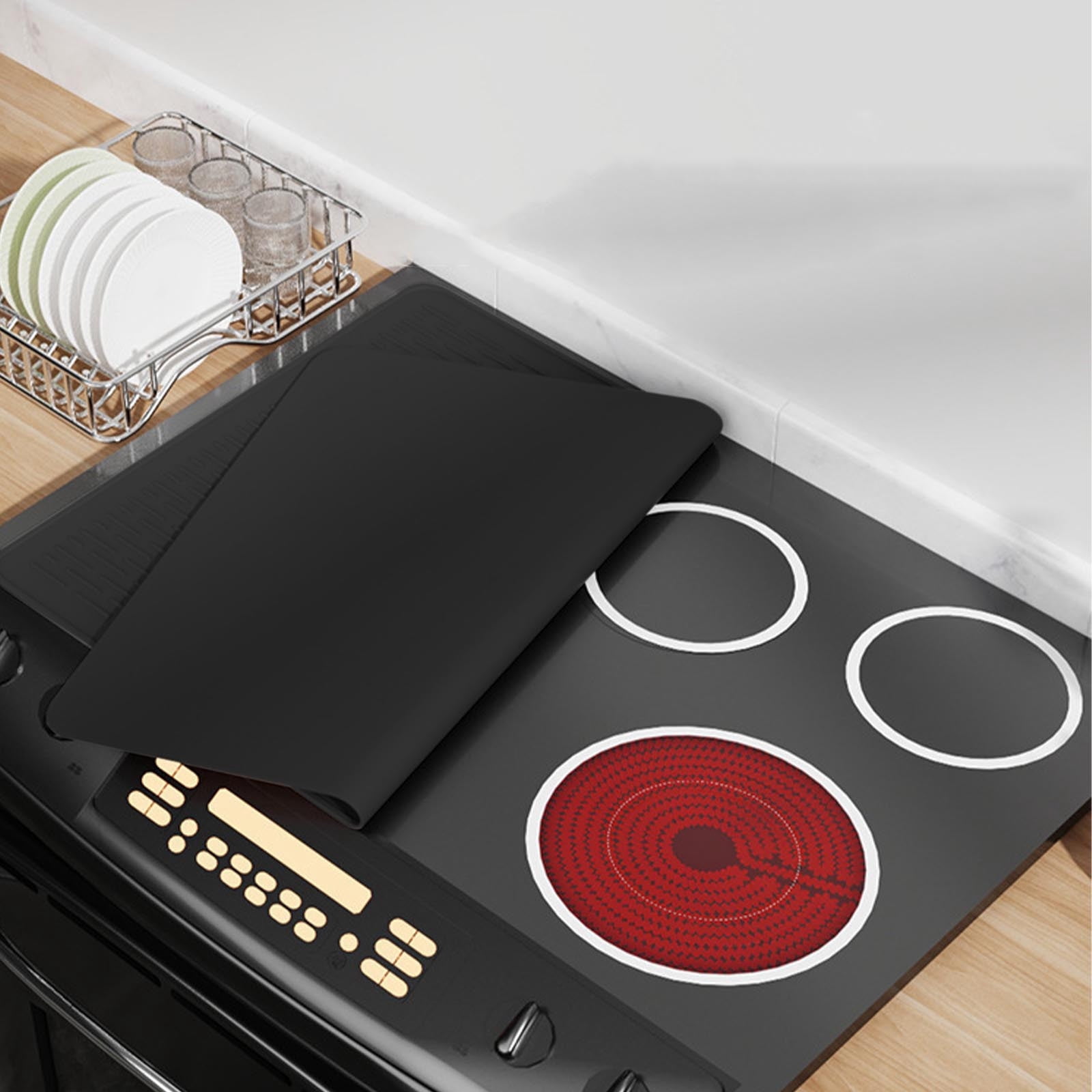 Stove Mat Stove Protection Mat - Heat Insulation Kitchen Countertop Mat, Non-Slip Drainage Mat for Stovetop Protection, Food-Grade Silicone