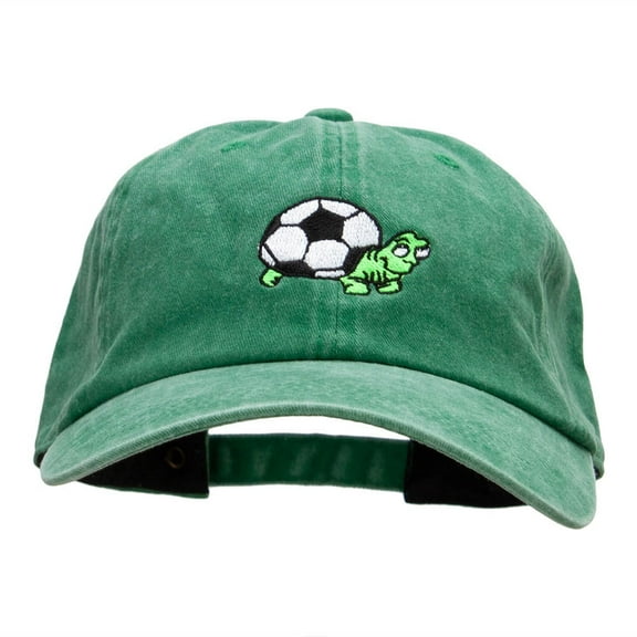 Soccer Tortoise Embroidered Unstructured Cotton Cap - Kelly Green OSFM