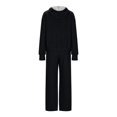 thumbnail image 5 of Kmdttou Fashion Plus Size Set Sweatsuits Tracksuits for Women' Fall And Winter Casual Solid Color Fashionable Hooded Top And Wide Leg Drawstring Pants Set Suit on Clearance!, 5 of 7