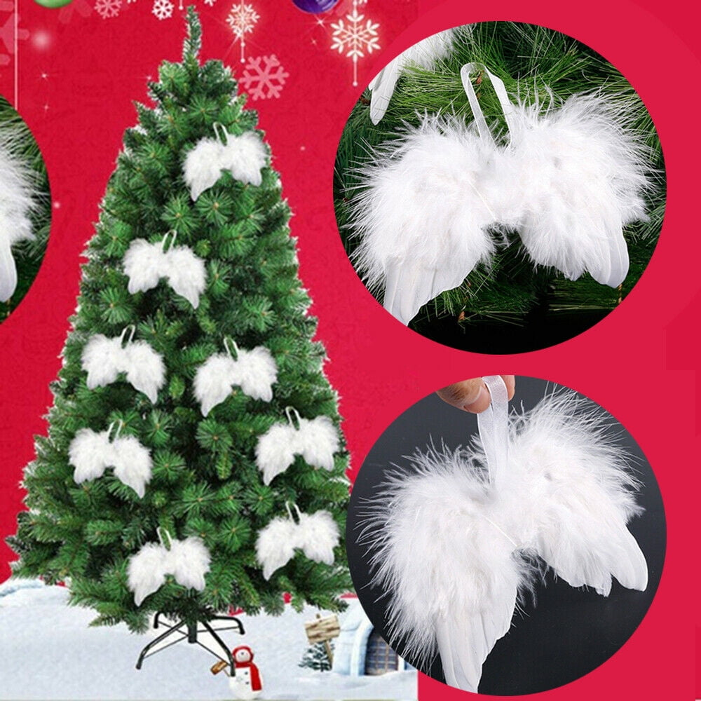1/5/10X White Feather Hanging Angel Wings Christmas Tree Wedding Decoration 