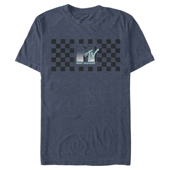 Men's MTV 8-Bit Logo  Graphic Tee Navy Blue Heather Small