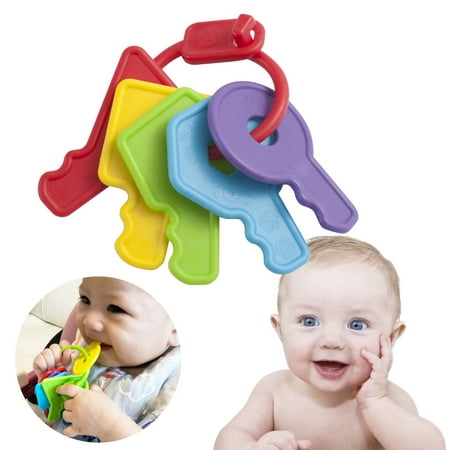 INNOKA Baby Teething Toys Key Teether Ring Gift for Baby Infant, Made by microbeFENCE Technology (BPA Free ) - Multi-color (Dishwasher Safe, Easy to Clean, Simply just rinse and