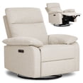 thumbnail image 3 of Evolur Asher Deluxe Power Recline Glider, Extra-Wide Nursery Recliner Chair with Adjustable Power Headrest, 275° Swivel, USB-A & USB-C Charging Ports, Ergonomic Lumbar Support, FSC Certified, Oatmeal, 3 of 8