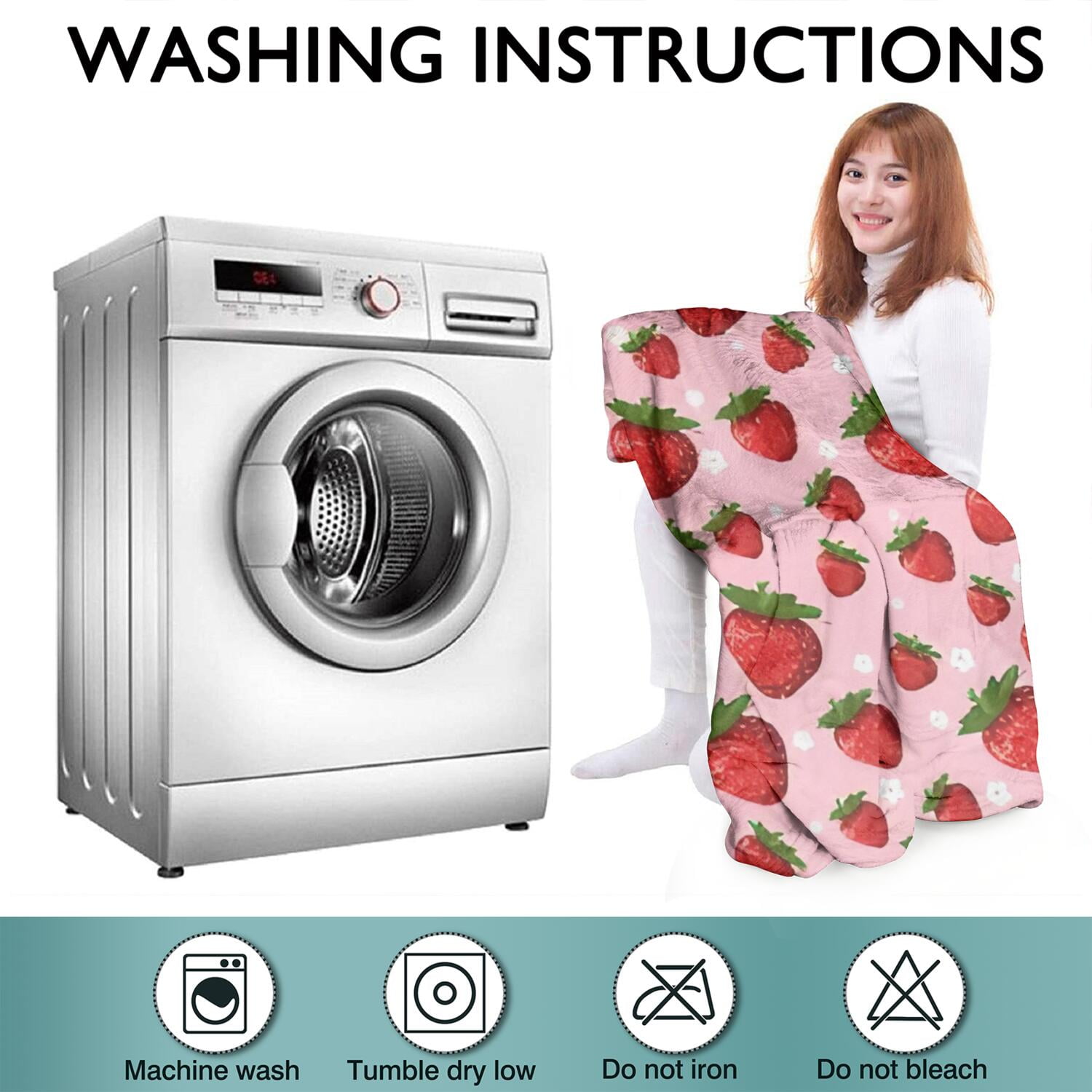 Red Strawberry Plants Fruit Dot Pink Pattern Wearable Oversized Blanket,Wearable Blanket Hoodie for Adults,Cozy Hooded Blankets with Super Pockets,Super Warm Fuzzy Pullover for Women & Men
