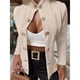 thumbnail image 4 of Cárdigan de Punto con Estampado de Rombos para Mujer, Abrigo Corto Ligero, Cuello Alto, Larga, Botones Metálicos, Chaqueta de Otoño Albaricoque XL, 4 of 8