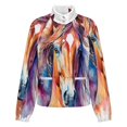 thumbnail image 5 of Jackets for Women Winter Coat Jackets Flannel Stand Collar Jacket(Colorful Horse Watercolor Art,Size:S-4XL), 5 of 7