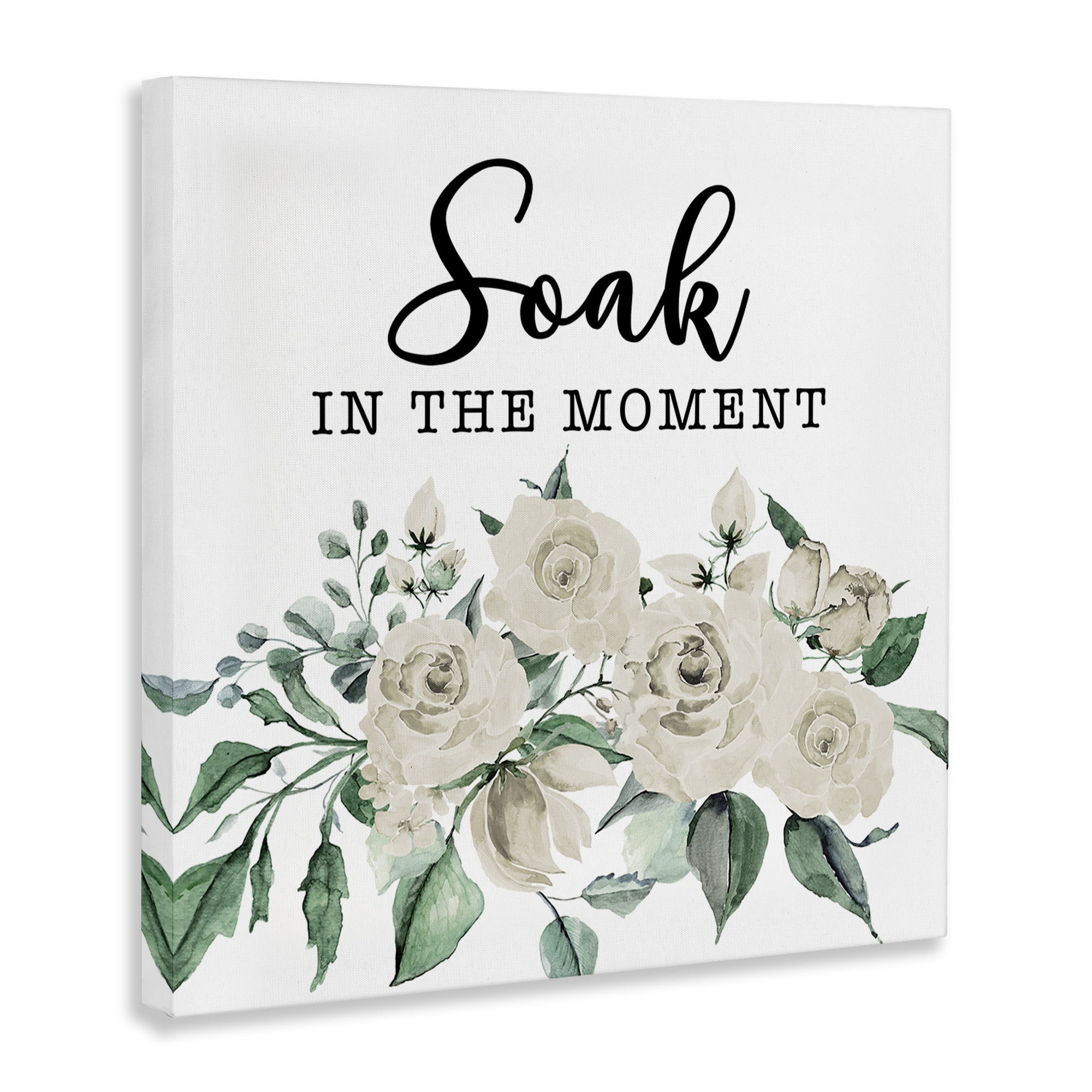 Stupell Industries Soak The Moment Florals Bath & Laundry Painting Wrapped Canvas Art Print Wall Art, 36 x 36