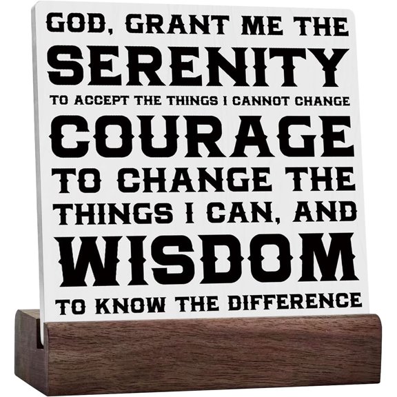 Serenity Prayer Ceramic Table Sign Home Wall Decor Rustic God Grant Me The Serenity Sign