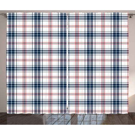 Plaid Curtains 2 Panels Set Traditional Checkered British Country