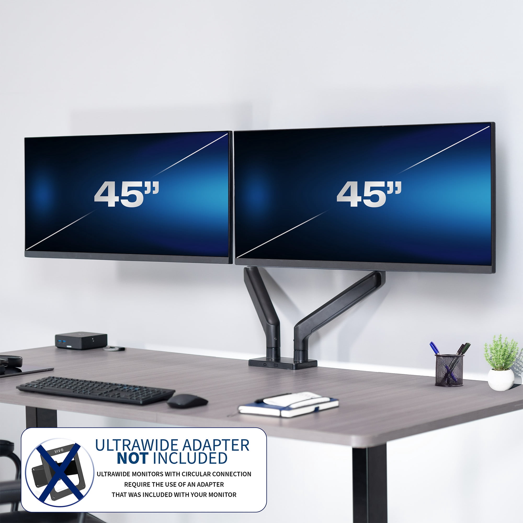 VIVO Tension Spring Dual Ultra Wide Monitor Mount, Up to 45" Computer Screens
