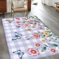 thumbnail image 2 of Area Rugs for Living Room Bedroom, Pink Flowers 4'x6' Rug Washable Carpet Runner Indoor Outdoor, Spring Floral Butterfly Leaves Plants Blue Plaid Non Slip Accent Floor Mats Rug for Kitchen, Office, 2 of 8