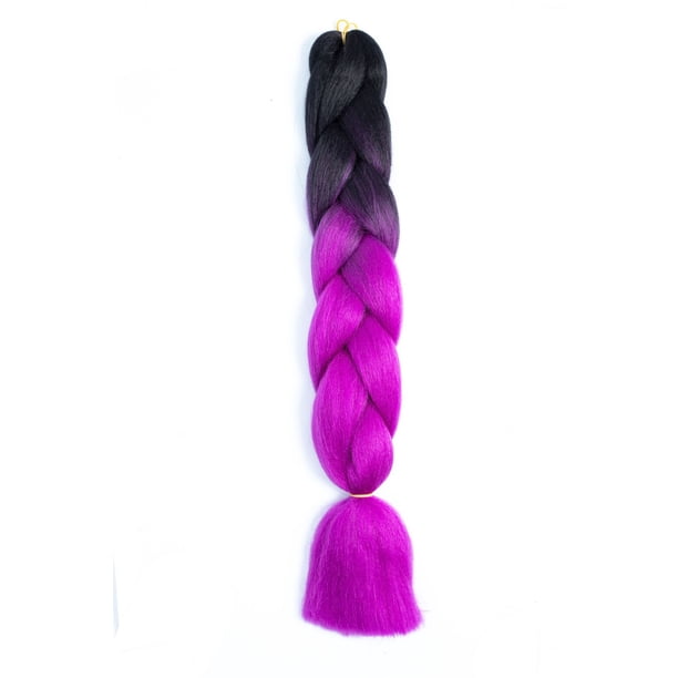 Zhuge Extensiones de cabello trenzado para mujeres, 6 paquetes de 100 g/paquete, 24 pulgadas, de negro a rojo violeta