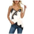 thumbnail image 3 of Stichou Women's Satin Lace Cami Tops Y2k Asymmetrical Camisole Spaghetti Strap Side Slit 2026 Tank Top Trendy Going Out Tops White XL, 3 of 6