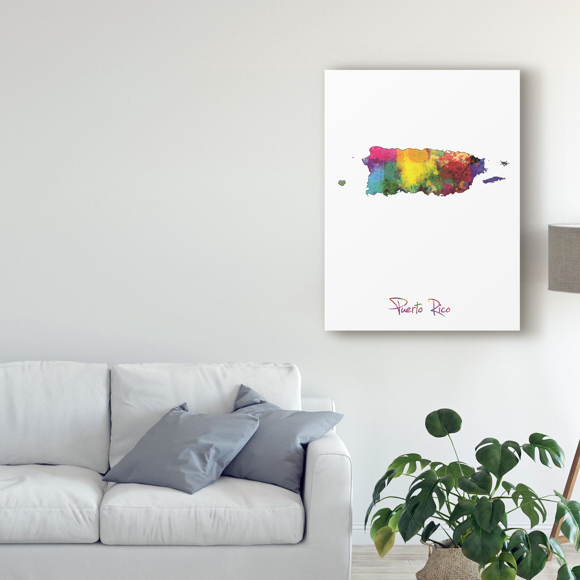 Trademark Fine Art 'Puerto Rico Watercolor Map II' Canvas Art by Michael Tompsett