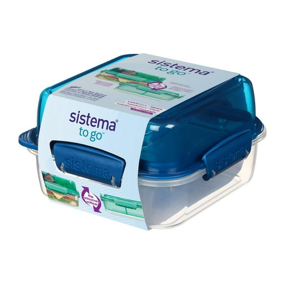 Sistema 1.24L Lunch Stack Square to Go Assorted Colours, 1.24L