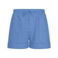 thumbnail image 7 of YgkuHd Men's Cotton Linen Shorts Summer Casual Drawstring Elastic Waist Multi-Pocket Solid Color Beach Vacation Shorts,03-Navy_XXXL, 7 of 7