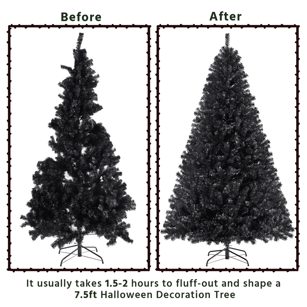 Alden Design Clear Prelit Incandescent Black Hinged Spruce Artificial Christmas Tree, 7.5'