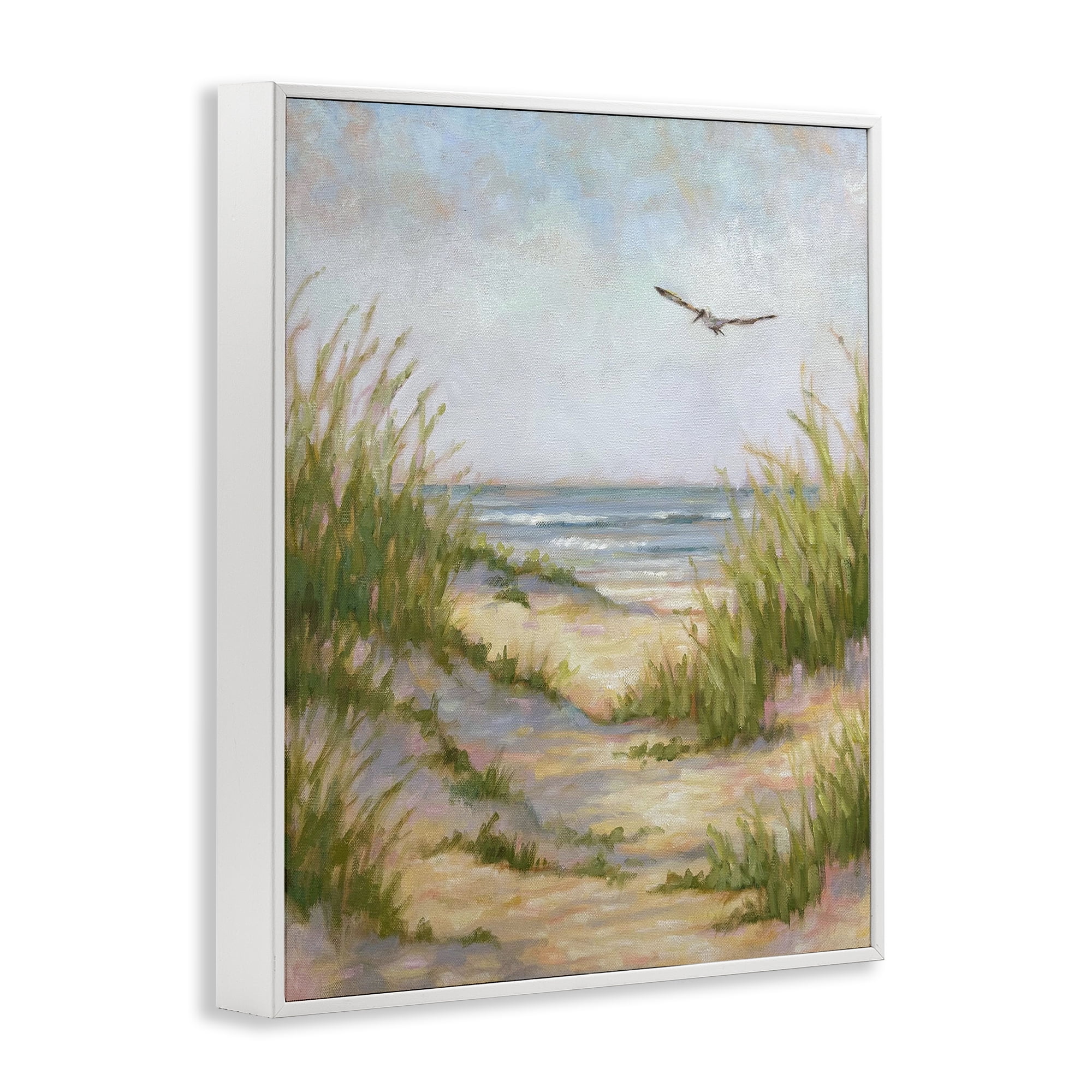 Stupell Industries Peaceful Beach Sand Dunes White Framed Giclee Art, design by Linda Sperruzzi
