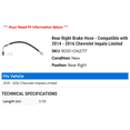 thumbnail image 2 of Rear Right Brake Hose - Compatible with 2014 - 2016 Chevy Impala Limited 2015, 2 of 2