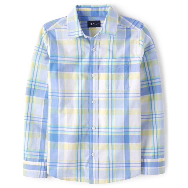 Camisa The Children's Place de popelina de manga larga, talla XXL (16) para niños