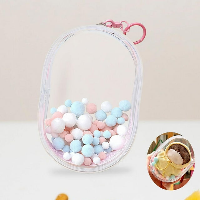 BELOVING Clear Figure Display Bag Dustproof Mini Figure Storage Case for 15/20cm Doll Pink M with balls