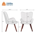 thumbnail image 3 of QinaQin Silla de comedor moderna estilo mid century en color blanco, tapizada con soporte para la espalda y patas de madera maciza, ideal para cocina o comedor, 3 of 7