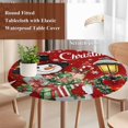 thumbnail image 4 of Red Snowman Christmas Round Tablecloth, Fitted Table Cover with Elastic for 36"-44" Round Tables, Xmas Snowflake Botanical Table Cloth Outdoor Indoor Dinning Party Waterproof Tablecloths, 4 of 7