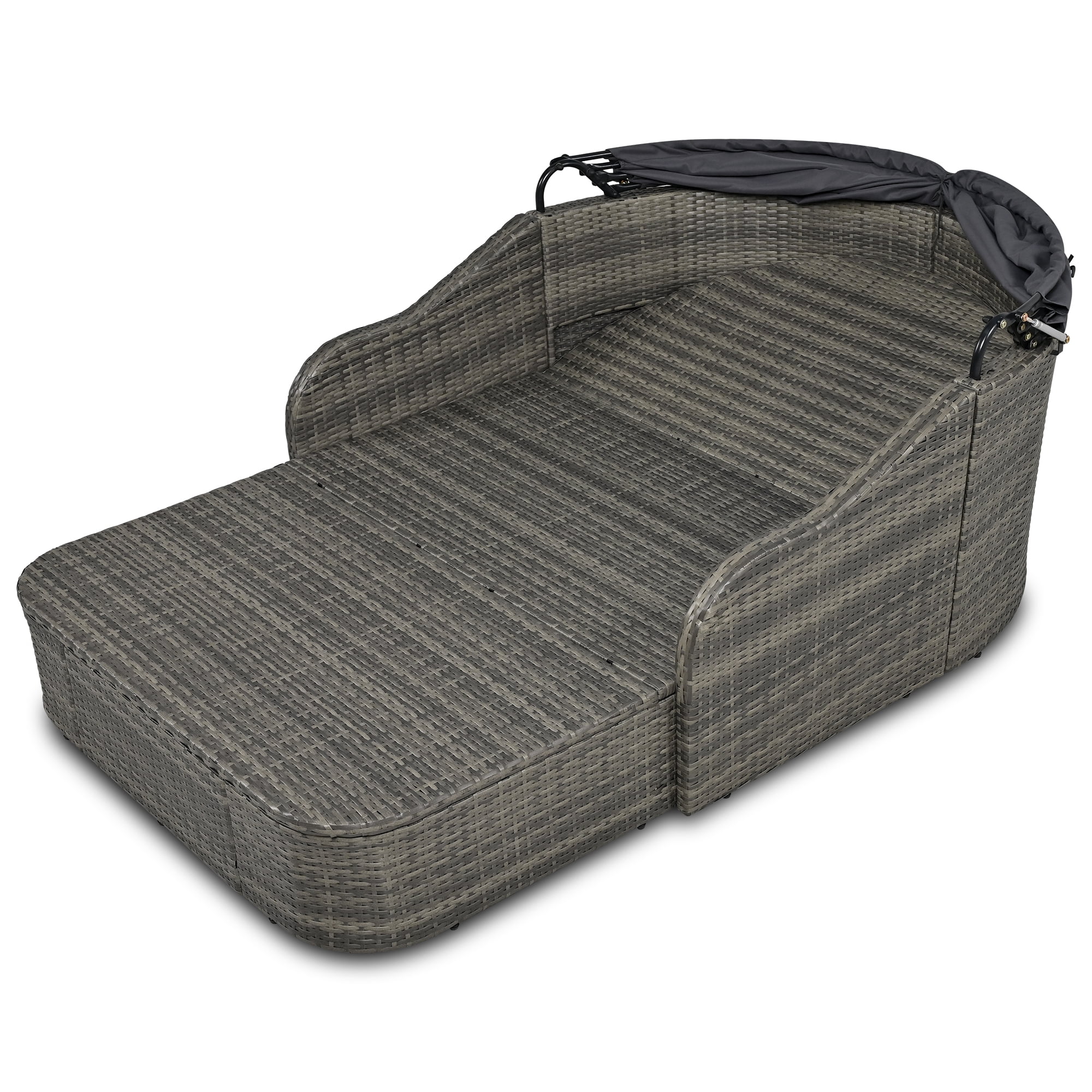 79.9" Outdoor Sunbed with Adjustable Canopy,Patio Chaise Double Lounger Sofa Daybed for Beach Backyard,Gray