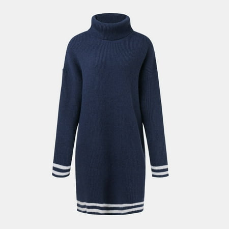 

Contrast Binding Turtle Neck Dress