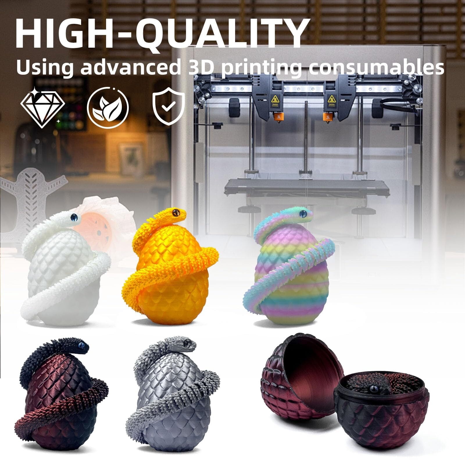 5 Pieces 3D Printed Snake Egg Set Movable Snake Easter Egg Easter Gift Mystery Snake Egg Fidget