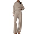 thumbnail image 3 of Conjunto de Dos Piezas para Mujer, Suéter Informal de Punto con Capucha y Pantalones Rectos, Ropa de Viaje para el Otoño. Albaricoque M, 3 of 7