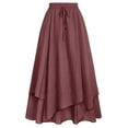 thumbnail image 4 of nerohusy Womens Renaissance Elastic High Waist Skirt Drawstring Double Layered Flowy Long Skirts Vintage Boho Skirts with Pockets 2025 Red,S, 4 of 7