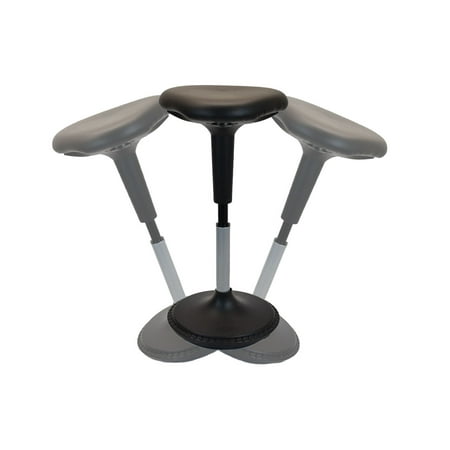 NEW Wobble Stool Adjustable Height Active Sitting Balance Perching Chair for Office Standing Desk Best Tall Swivel Ergonomic Stability Sit Stand Up Perch Stool (Black, Triangular, (Best Direction To Sit In Office Chair)
