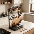thumbnail image 5 of Wall Mounted Kitchen Organizer Rack For Lids Cutting Boards And Utensils With Use Countertop Space Saving Design, 5 of 5