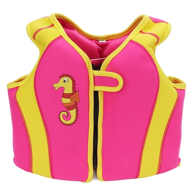 Kids Swim Vest Convenient Zipper Fin Design Comfortable Soft Pink Float Swimsuit Buoyancy Vest for Boating Surfing Rafting S