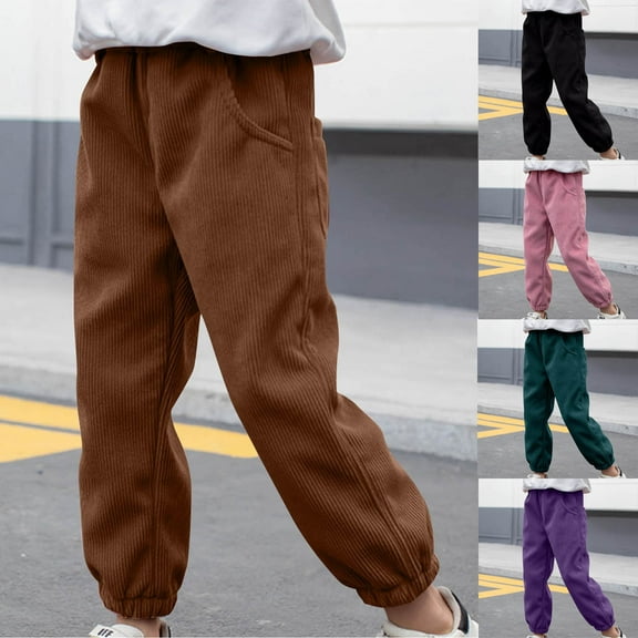 NAISIBABY Boys Girls Sweatpants 7T, with Pockets Active Fit Elastic Waist Winter Fleece Jogger Pants Coffee(3-12T)