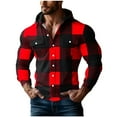 thumbnail image 3 of WMTBSRSW Men's Long Sleeve Shirts with Chest Pockets Lightweight Plaid Hooded Shirts Casual Dressy Button Down Blouse for Work Business Red X-Large, 3 of 5