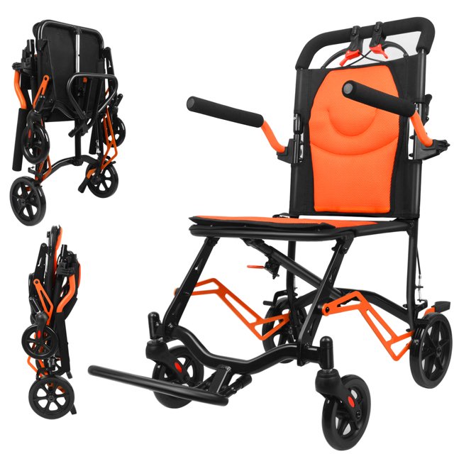 EazinGo Folding Portable Lightweight Travel Transport Wheelchair