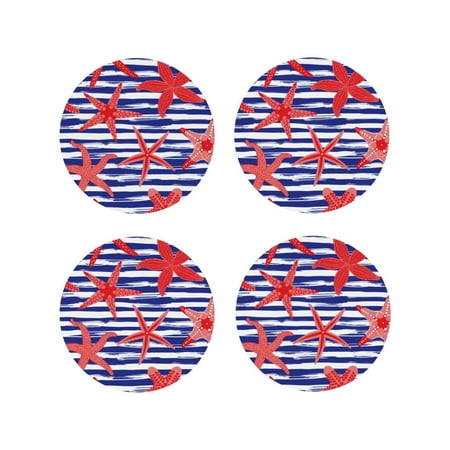 

Tideii Sea Stars for Leather Coasters 4 Pieces Anti-fouling and Anti-scalding Decorative Coasters Suitable for Restaurants Kitchens Coffee Shops-Round Shape