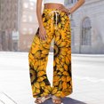 thumbnail image 6 of PEXLYCLU Lounge Pants Women, Boho Pants, Womens Lounge Pants, Boho Wide Leg Pants for Women Flowy Drawstring Floral Palazzo Pants Baggy Tropical Hawaiian Pull On Beach Pant, Black L, 6 of 8