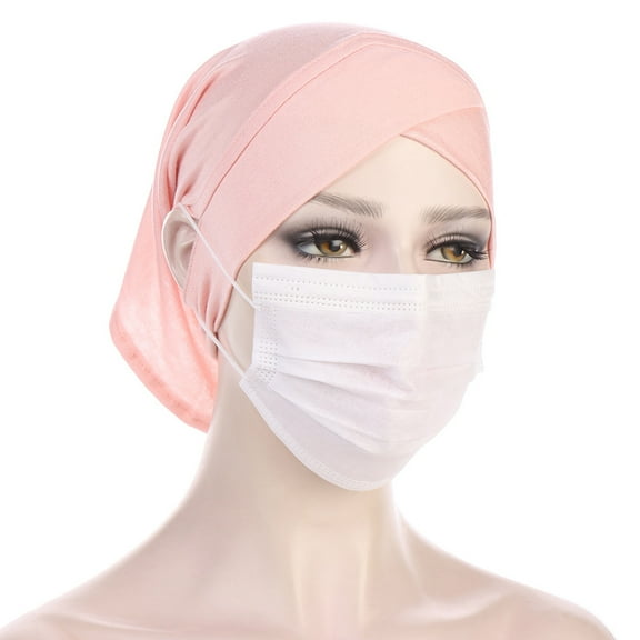 Muslim Under Scarf with Ear Hole Stretch Jersey Inner Hijabs Tube Caps for Islamic Women Turban Bonnet