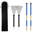 thumbnail image 1 of Palillos de Bambú con Cepillos de Alambre de Tambor Bolsa para Principiantes Producción Instrumentos Musicales , Azul Gloria Palillos de tambor de bambú, 1 of 9