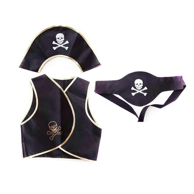 Pirate Costume Set Pirate Eye Patches Skull Pattern Pirate Hat Halloween Pirate Cosplay Accessories Multicolor