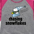 thumbnail image 3 of Peanuts - Snoopy & Woodstock Chasing Snowflakes Christmas - Toddler And Youth Girls Raglan Graphic T-Shirt, 3 of 5