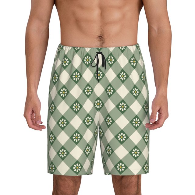 KLL Daisy Plaid Green Print Bikini Set for Women,String Two Piece Halter Top Triangle Bikini Set with Tie Side Bottom Sexy Swimsuit Bathing Suits-3X-Large