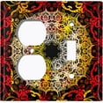 thumbnail image 4 of Metal Light Switch Plate Cover Colorful Black Mandala Circle TilePattern MDL008, 4 of 13